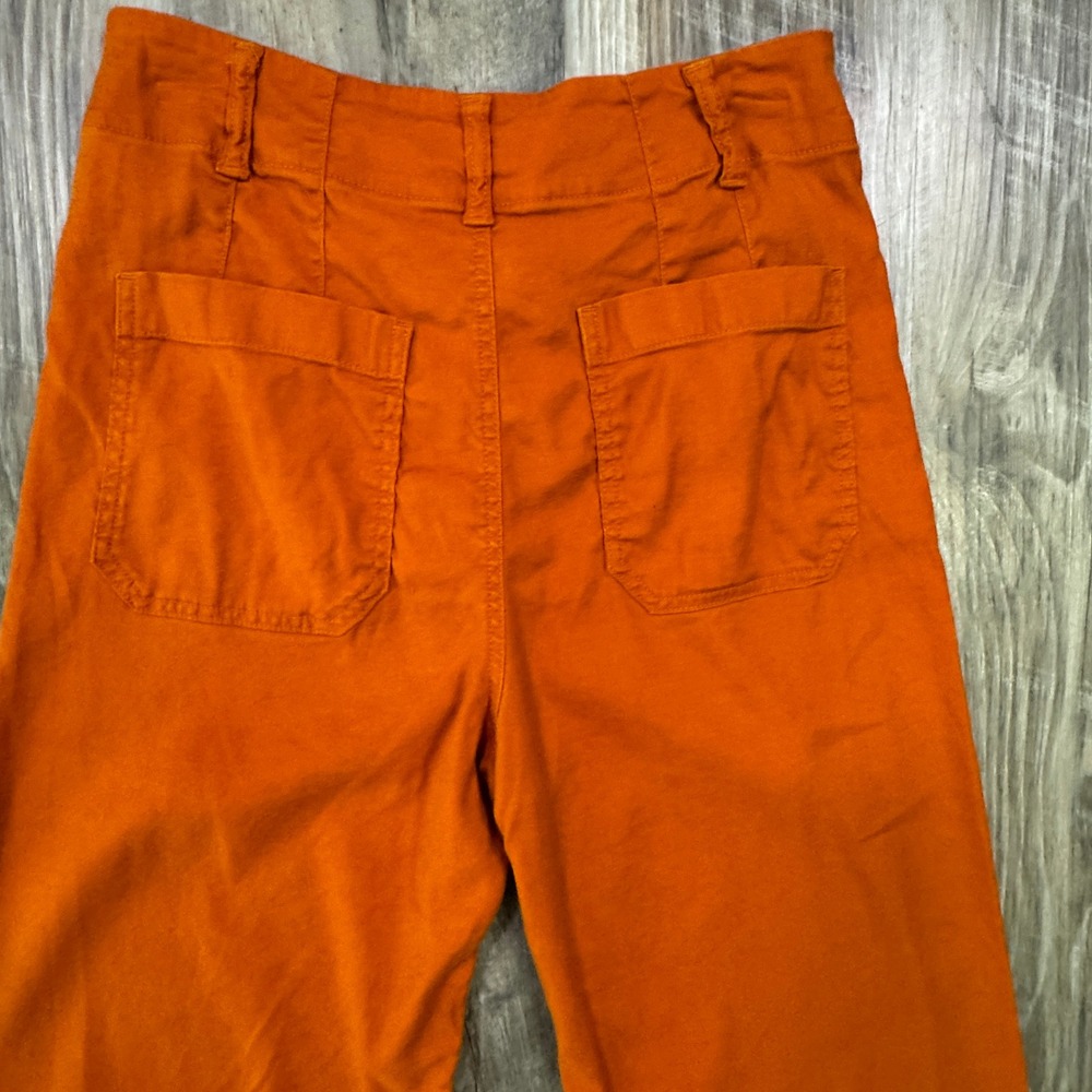 Maeve Pants Womens 4 Burnt Orange The Colette Wide Leg Linen Blend Cropped Pants - Picture 6 of 15